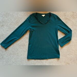 Charter Club Intimates Hunter Green Long Sleeve Pajama Top Medium